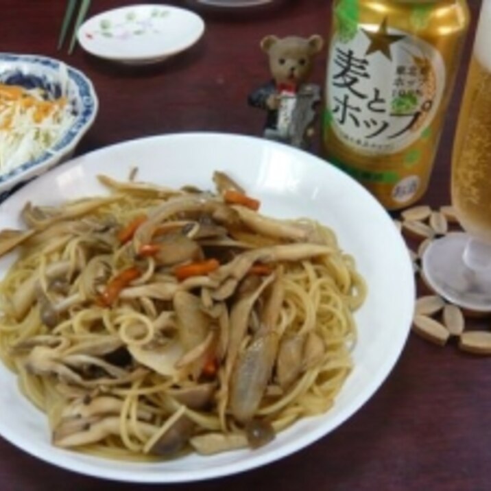 和風で、きのこスパゲッティ